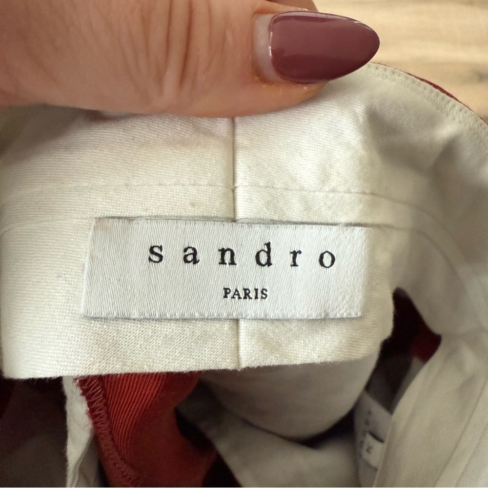 Sandro terracotta red Betty high waist linen blend ankle pants - size 2 (34) - Picture 8 of 10